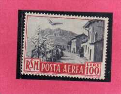 SAN MARINO 1950 POSTA AEREA AIR MAIL VIEWS  VEDUTE LIRE 100 MNH - Airmail