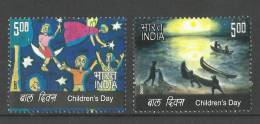 INDIA, 2007,  Children's Day,  Childrens Day,  Set 2 V, MNH,  (**) - Nuevos