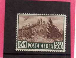 SAN MARINO 1951 POSTA AEREA AIR MAIL VIEW VEDUTA LIRE 500 MLH - Poste Aérienne