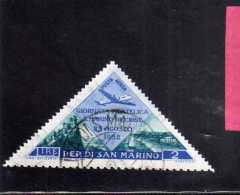 SAN MARINO 1952 POSTA AEREA AIR MAIL GIORNATA FILATELICA PHILATELIC DAY LIRE 2 USATO USED - Poste Aérienne