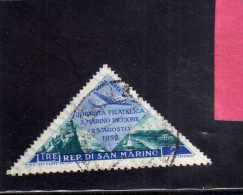 SAN MARINO 1952 POSTA AEREA AIR MAIL GIORNATA FILATELICA PHILATELIC DAY LIRE 2 USATO USED - Poste Aérienne