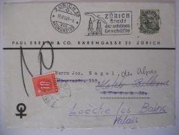 Suisse Lettre De Zurich 1946 Taxe Loeche - Portomarken