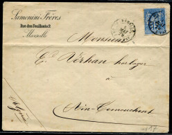 FRANCE - N° 90 OBL. CAD " MARSEILLE / BAT. A VAP. LE 1/5/1879 " / LETTRE DE MARSEILLE POUR AIN-TEMOUCHEN - TB - Maritieme Post