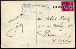 FRANCE - N° 190 GRIFFE " PAQUEBOT " / CPA OBL. C.S. " Cie. Des MESSAGERIES MARITIMES / 23/6/1932 / Paquebot PATRIA - SUP - Maritime Post