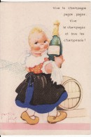 Carte Postale Fantaisie PUBLICITAIRE- CHAMPAGNE (Marne) -VIN-ALCOOL-Jeune Fille + Bouteille-Dessin-Illustrateur MALLET - Mallet, B.
