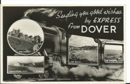 Sending You Good Wishes By Express From Dover...Locomotive à Vapeur Avec Multivues, Cpsm 9/14 - Dover