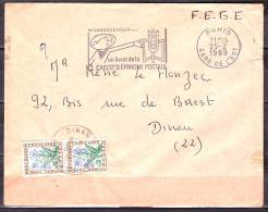 Lettre TAXEE De  PARIS Gare De L Est    Le 25 2 1969 Pour 22  DINAN  Avec BANDE De 2 Timbres 0.30c - 1960-.... Covers & Documents