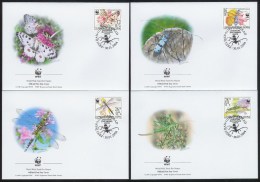 Ncw337fb WWF FAUNA VLINDERS INSECTS DRAGONFLY BEETLE BUTTERFLIES MARIPOSAS PAPILLONS SERVIA & QWG 2004 FDC's - FDC