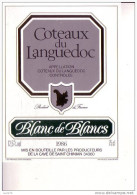 ETIQETTE   -  COTEAUX DU LANGUEDOC   -  BLANC De BLANC  -   1986 - Languedoc-Roussillon