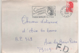 Lettre Flamme =o 22 St Brieuc Centre De Tri 26-7 1988 Pour 73103 Aix Les Bains Cedex Griffe F.D. - Lettres & Documents