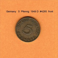 GERMANY   5  PFENNIG  1949 D   (KM # 102) - 5 Pfennig