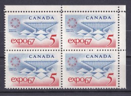 Canada 1967 Expo67 5c Block Of 4 MNH - Unused Stamps