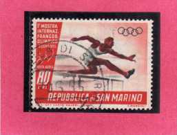 SAN MARINO 1955 POSTA AEREA AIR MAIL MOSTRA DEL FRANCOBOLLO OLIMPICO OLYMPIC STAMP EXHIBITION LIRE 25 USATO USED - Poste Aérienne