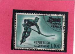 SAN MARINO 1956 POSTA AEREA AIR MAIL GIOCHI OLIMPICI CORTINA D´AMPEZZO OLYMPIC GAMES USATO USED - Luftpost