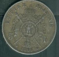 PIECE 5 FRANCS Argent  Atelier B  Napoléon 3   -  Année 1868   - PIA6603 - 5 Francs