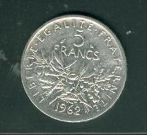 France  5 Francs Semeuse Argent   Année 1962  Etat Tb/sup   - Pia6704 - 5 Francs