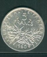 France  5 Francs Semeuse Argent   Année 1960  Etat Tb/sup   - Pia6705 - 5 Francs