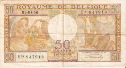 BILLETE DE BELGICA DE 50 FRANCS DEL 03-04-1956  (BANKNOTE) - Andere & Zonder Classificatie