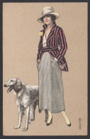 ART POSTCARD -  E. Colombo, Girl With Dog, K. U K. Feldpost, Year 1918 - Colombo, E.