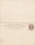 Great Britain Postal Stationery Ganzsache Entier 1 P Victoria With Reply Unused (12/2) Perf. (2 Scans) - Material Postal