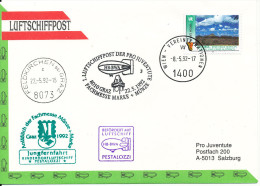 Austria UN Vienna AIRSHIP MAIL Pro Juventute Number 1 Wien 8-5-1992 Feldkirchen 22-5-1992 With More Postmarks - Gezamelijke Uitgaven New York/Genève/Wenen