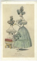 Lito Sur Papier Carton  2 Femmes  Coiffes Et Robes 19 Eme   Format  25x15 Cm Ball Dress Ladys Magazine - Avant 1900