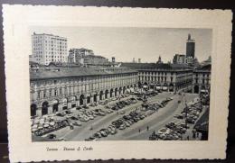 TORINO 1962 Dic LA PIAZZA SAN CARLO Cartolina Animata - Moltissime Auto D'epoca Anche Intorno Al Monumento - Vedi Foto - Places