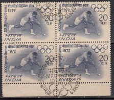 Postal Used First Day Block Of 4,  20p Olympics Games, Hockey, Olympic - Rasenhockey