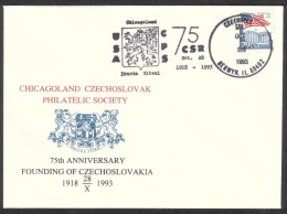 C00078 - USA (1993) Berwyn, IL.: 75th Anniversary Founding Of Czechoslovakia, 28.X. 1918-1993 (commemorative Postmark) - WW1