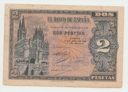 SPAIN 2 PESETAS 1938 VF+ Pick 109 - 1-2 Peseten