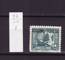 Kouang Tcheou - Indochine 1937 Y&T N°97 - Michel N°129 *** - 1/10c Jonque - Ungebraucht