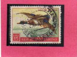 SAN MARINO 1959 POSTA AEREA AIR MAIL FAUNA AVICOLA BIRDS UCCELLI GERMANO LIRE 15 USATO USED - Luftpost