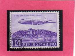 SAN MARINO 1959 POSTA AEREA AEREA AIR MAIL PRIMO 1° VOLO SM RIMINI LONDRA 1TH FIRST FLIGHT USATO USED - Poste Aérienne