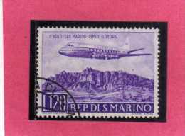 SAN MARINO 1959 POSTA AEREA AEREA AIR MAIL PRIMO 1° VOLO SM RIMINI LONDRA 1TH FIRST FLIGHT USATO USED - Poste Aérienne