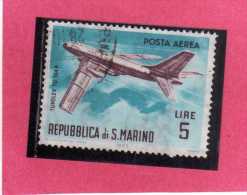SAN MARINO 1963 POSTA AEREA AIR MAIL AEREI MODERNI MODERN PLANES LIRE 5 TUPOLEV USATO USED - Poste Aérienne