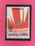 SAN MARINO 1963 POSTA AEREA AIR MAIL AEREI MODERNI MODERN PLANES LIRE 10 BOEING 707 USATO USED - Luftpost