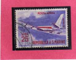 SAN MARINO 1963 POSTA AEREA AIR MAIL AEREI MODERNI MODERN PLANES LIRE 25 BOEING 707 USATO USED - Airmail