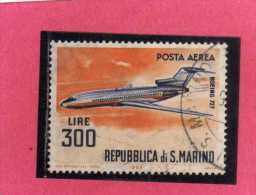SAN MARINO 1963 POSTA AEREA AIR MAIL AEREI MODERNI MODERN PLANES LIRE 300 BOEING 727 USATO USED - Luftpost