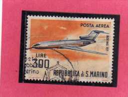 SAN MARINO 1963 POSTA AEREA AIR MAIL AEREI MODERNI MODERN PLANES LIRE 300 BOEING 727 USATO USED - Poste Aérienne