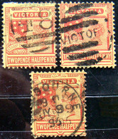 VICTORIA 1890 2.5d Queen Victoria USED 3 Stamps Scott172 CV$4.50 - Used Stamps