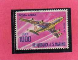 SAN MARINO 1964 POSTA AEREA AIR MAIL AEREI MODERNI MODERN PLANES LIRE 1000 BOEING 707 QUADRIREATTORE USATO USED - Luftpost