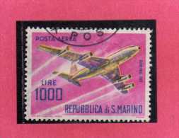 SAN MARINO 1964 POSTA AEREA AIR MAIL AEREI MODERNI MODERN PLANES LIRE 1000 BOEING 707 QUADRIREATTORE USATO USED - Luftpost