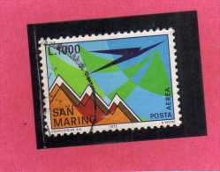 SAN MARINO 1972 POSTA AEREA AIR MAIL AEREO E MONTE TITANO PLANE AND MOUNT LIRE 1000  USATO USED - Luftpost