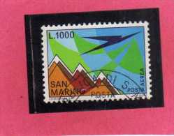 SAN MARINO 1972 POSTA AEREA AIR MAIL AEREO E MONTE TITANO PLANE AND MOUNT LIRE 1000  USATO USED - Luftpost