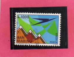 SAN MARINO 1972 POSTA AEREA AIR MAIL AEREO E MONTE TITANO PLANE AND MOUNT LIRE 1000  USATO USED - Luftpost