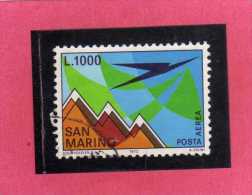 SAN MARINO 1972 POSTA AEREA AIR MAIL AEREO E MONTE TITANO PLANE AND MOUNT LIRE 1000  USATO USED - Luftpost