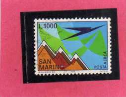 SAN MARINO 1972 POSTA AEREA AIR MAIL AEREO E MONTE TITANO PLANE AND MOUNT LIRE 1000  USATO USED - Luftpost