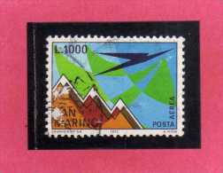 SAN MARINO 1972 POSTA AEREA AIR MAIL AEREO E MONTE TITANO PLANE AND MOUNT LIRE 1000  USATO USED - Luftpost