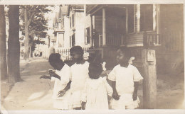 United States Black Americana 4 Little Girls Real Photo Véritable NEW HAVEN 1916 Via S/S United States Denmark (3 Scans) - Negro Americana