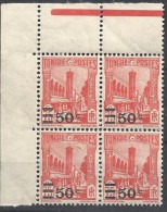 1928 Tunisie N° 158 Nf** . Bloc De 4 Coin De Feuille. - Nuevos